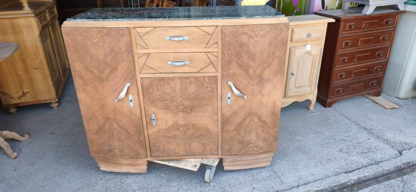 COMMODE MARBRE meuble en ronce de noyer aérogommé